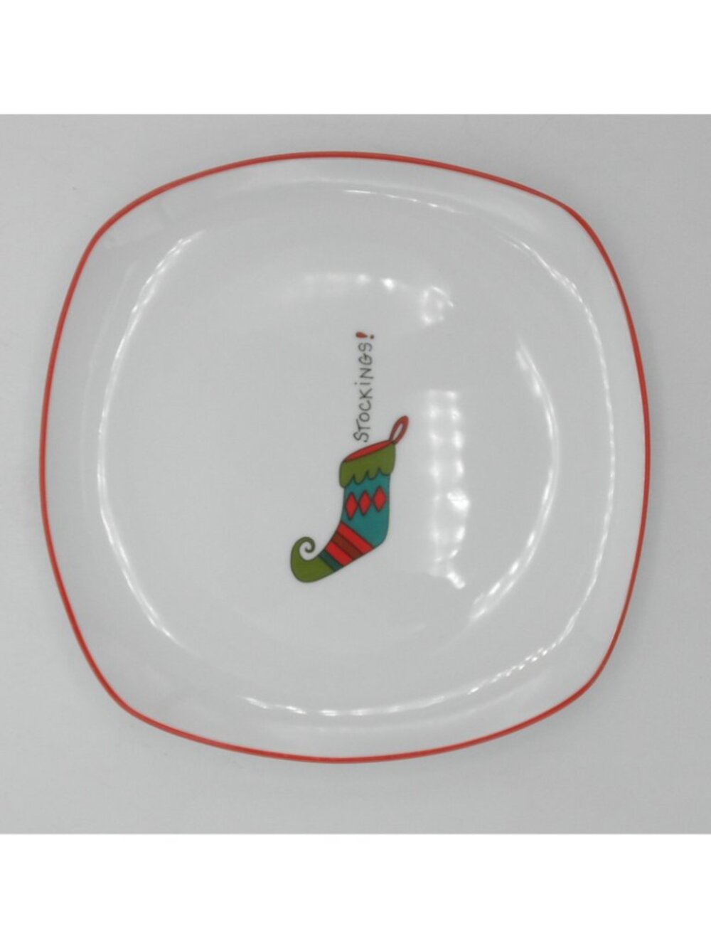 Happy Holidays by Fitz & Floyd 8 Inch Square Plates Set of 4 Excellent! - Picture 6 of 9